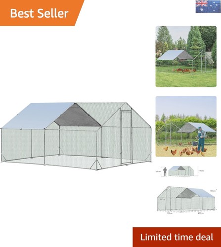 Large Spire-Shaped Chicken Coop – Galvanized Metal, Waterproof Cover 400x300cm