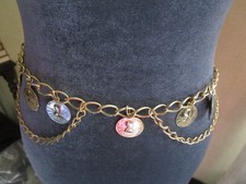 Vtg Gold Tone Coin Belt Medallion Chain Statement Costume Signed 70's Hong Kong