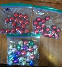 Mini Miniature Christmas Ornament 1" Balls Non Shatter Multi Color Red Lot 54