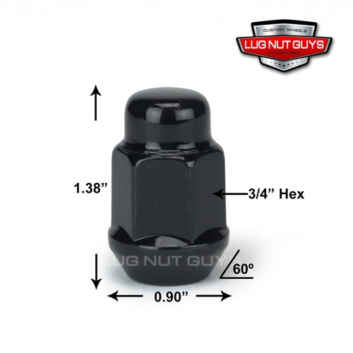 Set of 25 Black Bulge Acorn Lug Nuts 7/16-20 fits Chevrolet Buick Pontiac Olds - Picture 2 of 3