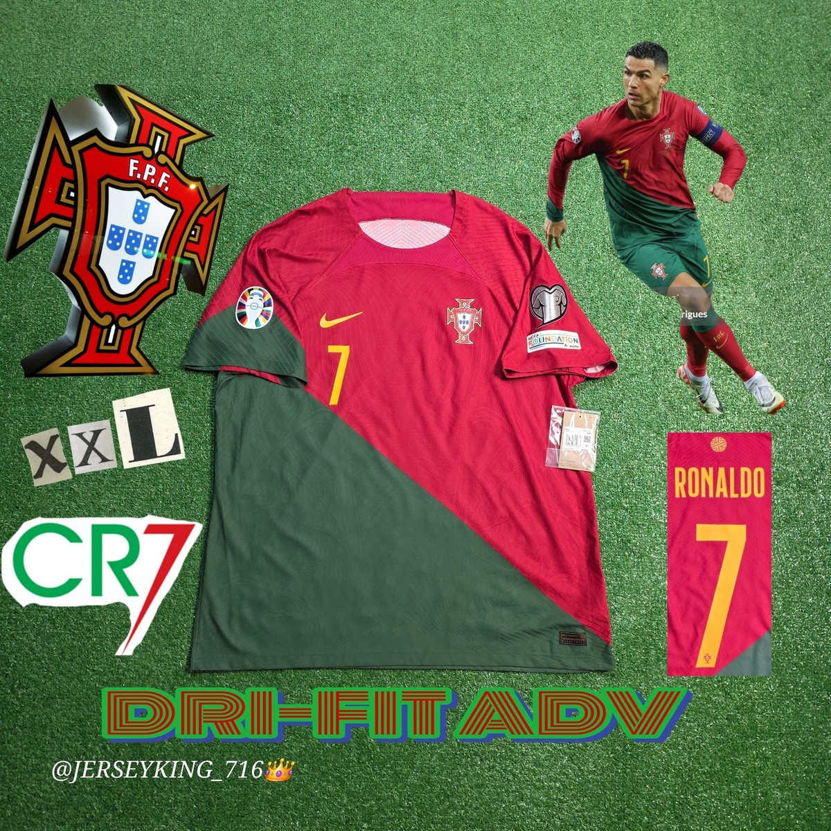 Nike ポルトガル代表ユニフォーム Ronaldo 7 Nike Portugal Cristiano Ronaldo #7 2022/23 XXL Home Jersey Euro 24
