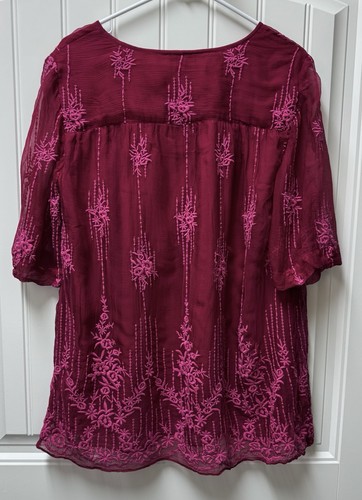 SUNDANCE CORA BESTICKTES CUPRO-VISKOSE-DAMENSHIRT OBERTEIL MEDIUM LARGE (Brustumfang 44") - Bild 2 von 3
