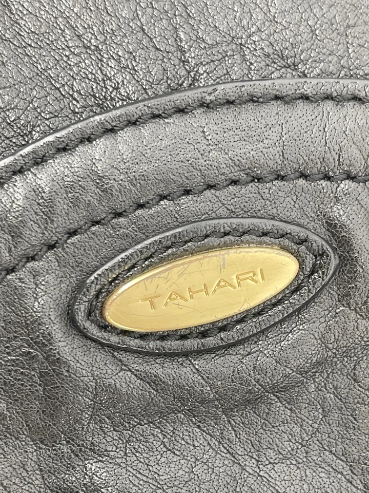 Tahari большой кожаный чехол сумка с короткими ручками съемный ремень сумочки ручная сумка черное золото - Изображение 2 из 4