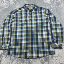 Eddie Bauer Travex Shirt Mens Sz 2XL Tall Blue Plaid Flannel Long Sleeve Hiking