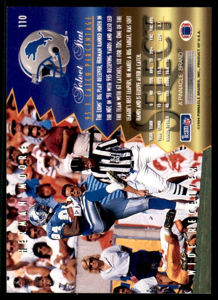 1994 Select - Herman Moore #110 - Image 2 of 2
