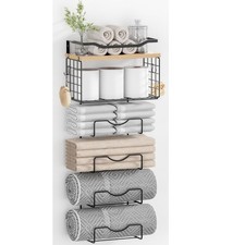 Towel Racks for Bathroom,Towel Rack Wall Mounted, 6 Tier Rolled Or Folded Tow...