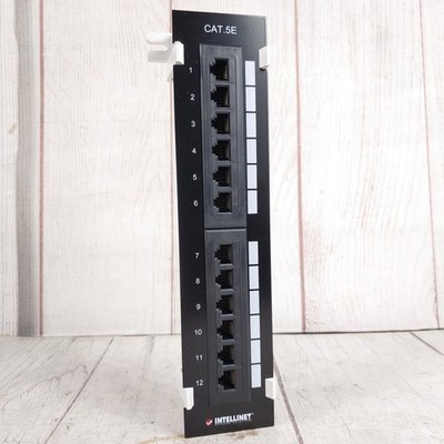 Intellinet CAT 5E 12-Port Patch Panel WallMount Network Ethernet TESTED WORKING