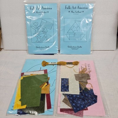 Lot of 2 Quakertown Quilts 2002 Basket Sailboat 10 or 12 1/2 + 2 patterns scraps