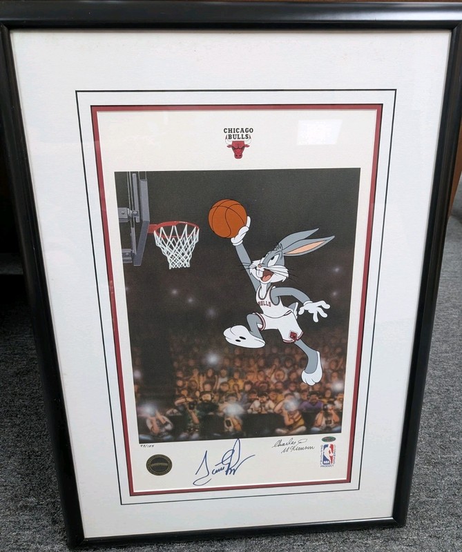 Scottie Pippen Chicago Bulls Looney Tunes Bugs Bunny Lithograph Signed RARE
