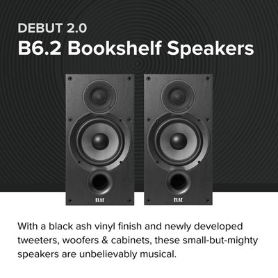 【美品】 ELAC DEBUT2.0 DB62-BK Elac Debut 2.0 B6.2 2-Way Bookshelf Speakers DB62-BK (Black, Pair