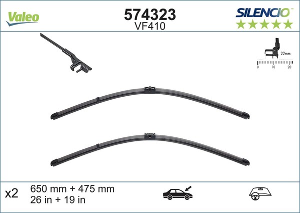 Wischblatt Vorne FÜR CitroËN C5 II (Rc ), CitroËN C5 I (Dc ) - Valeo 574323-image