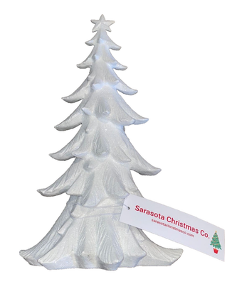#ad Sarasota Christmas elegant white sugary 14quot; holiday decor resin tree New NWT $29.00