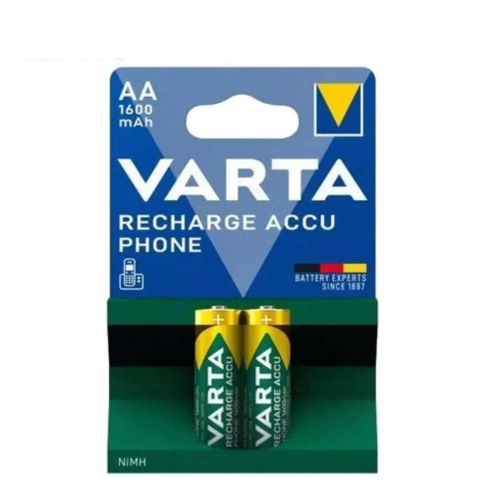 2x Batteries Rechargeables VARTA AA 1600mAh NiMH Pour Téléphones Sans Fil - Photo 1/1