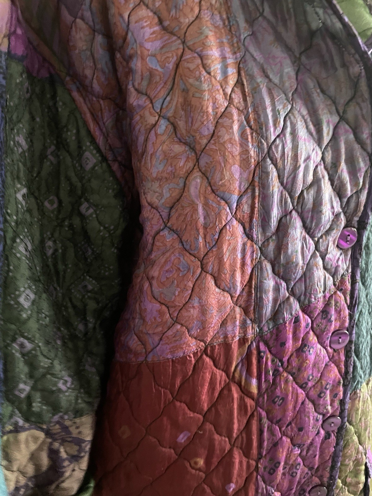 Sacred Threads Long Silk Quilted Patchwork Jacket… - image 4