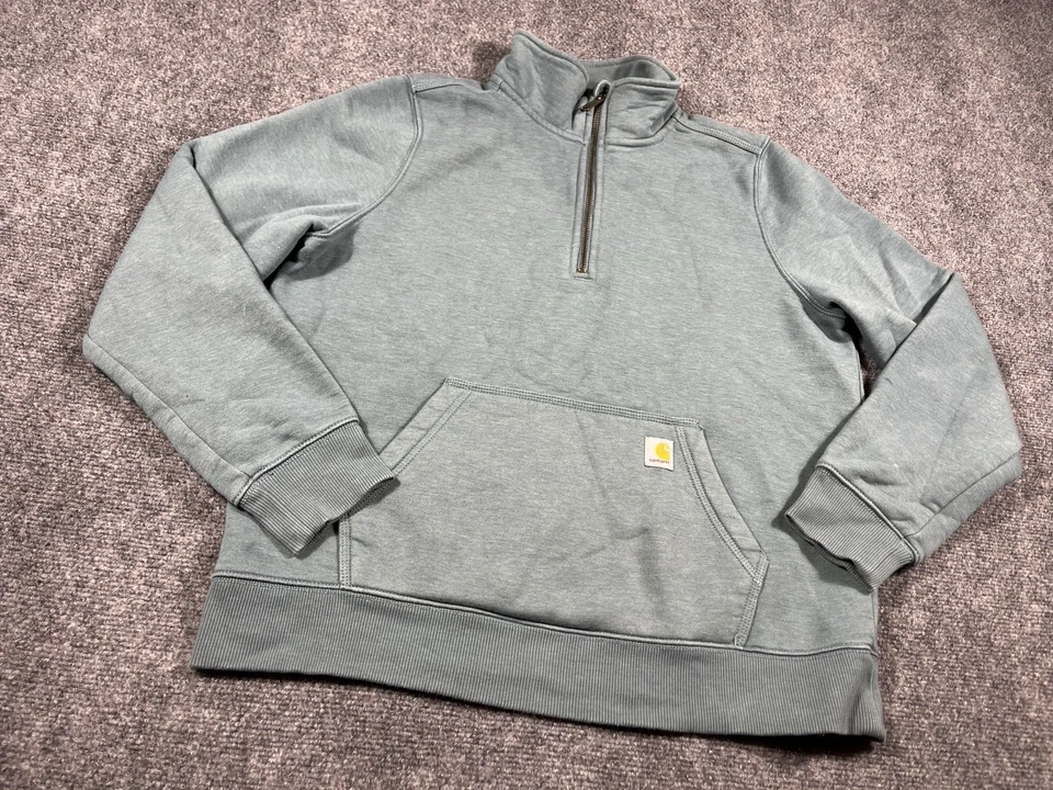 Carhartt Cuarto Cremallera Mujer Grande 12-14 Manga Larga Cuello Simulado Verde Exterior Foto 2 de 4