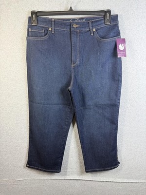 Gloria Vanderbilt Amanda Capri Jeans Womens 10 Blue Dark Wash Stretch Slimming