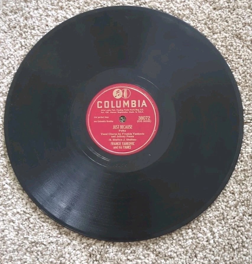 Frankie Yankovic: A Night In May/Just Because 78 RPM 10" Columbia #38072 Foto 2 de 2