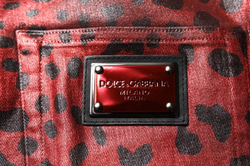 Dolce & Gabbana Red Leopard Cotton Straight Men Denim Men's Jeans Authentic - Picture 5 of 5