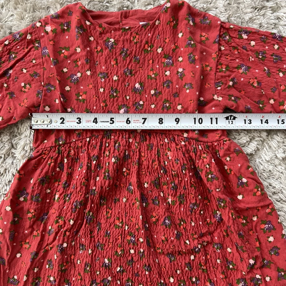 Vestido Zara Manga Larga Niña Talla 3-4 Floral Gasa Forrado Hasta la Rodilla Cuello Redondo Foto 4 de 4