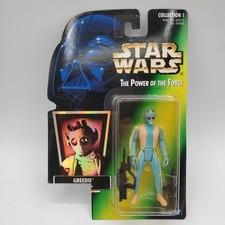Star Wars POTF2 Greedo Green Card Hologram Variant Kenner 1996 Figure UPC Cut