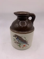 Vintage Basilisk VT Handmade Mini Stoneware Jug Bird Design Pottery Pitcher