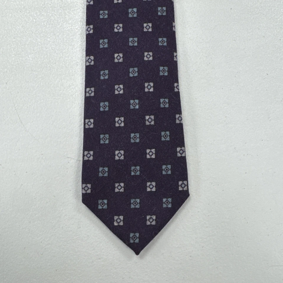 Corbata de cuello Michael Bastian Italia para hombre púrpura patrón geométrico 100 % lana Foto 2 de 4