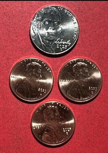 2025D GEM Uncirculated LINCOLN CENT Set of 3 & 2025D GEM Unc Jefferson Nickel!