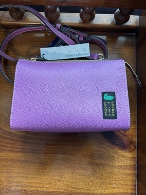 Dooney & Bourke Pebbled Leather Small Janine Crossbody in the color Orchid.