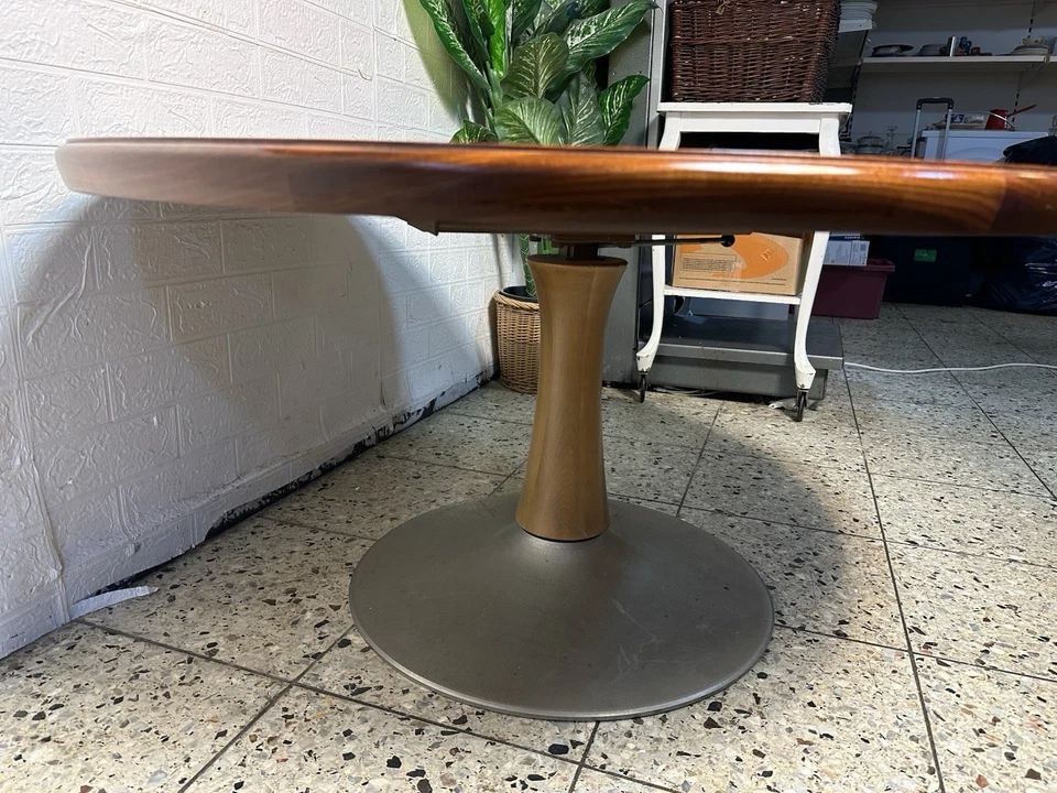 Esstisch Vintage Teak Couchtisch Tulpenfuß 100cm massiv Tulip Coffee Table 60er - Bild 4 von 4