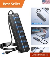 Portable 7-Port USB 3.0 Hub with Individual Switches - Wide Compatibility