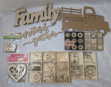 Large Mixed Lot of Unfinished Wooden Craft Shapes