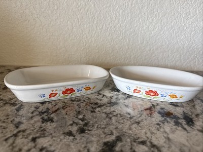 Interpur Individual Serving Hot/Cold Dishes Japan Floral Set of 2 Oven Proof