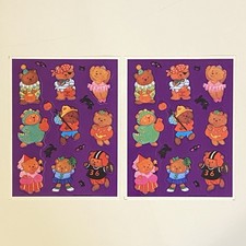 2 Vintage Hallmark Halloween Sticker Sheets Teddy Bears in Costume Stickers