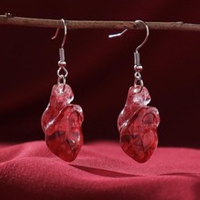 Stunning Gothic Vampir Rot Herz Rotes Blut Halloween Ohrring Clip Geschenk