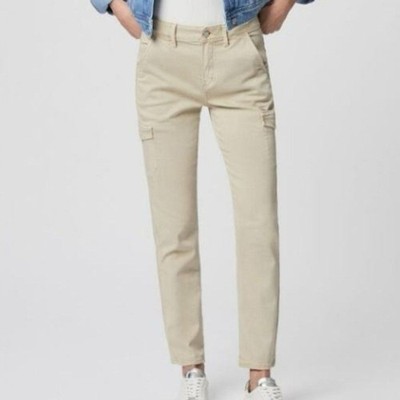 PAIGE Dion High Waist Cargo Trouser Flare Pants Women's 24 Vintage Warm Sand