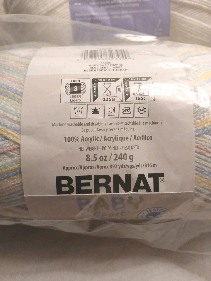 Paquete de 2 madejas de hilo deportivas para bebé BERNAT colores pastel y blanco nuevas con etiquetas tejer    Foto 4 de 4