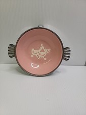 VTG Bartsch Mfg Co. Chrome Plated Child's Porcelain Warming Bowl Duck. Exact.