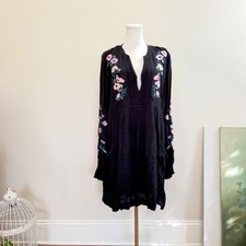 Free People Embroidered Boho Cottagecore Tunic Dress Womens S Floral Festival