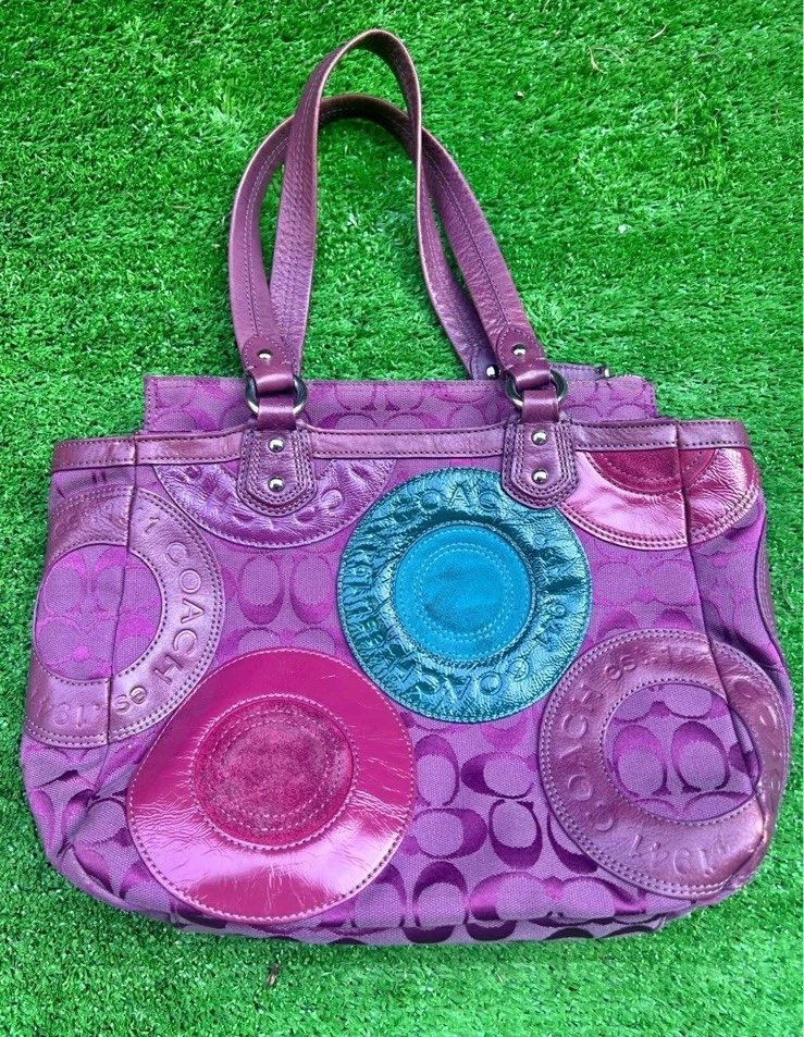 バッグ Coach Suede Accessory Pouch Bag Purple Coach Women's Suede Exterior Purple Bags & Handbags for Women for