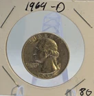1964-D Denver Mint Silver Washington Quarter Coin 90% Silver