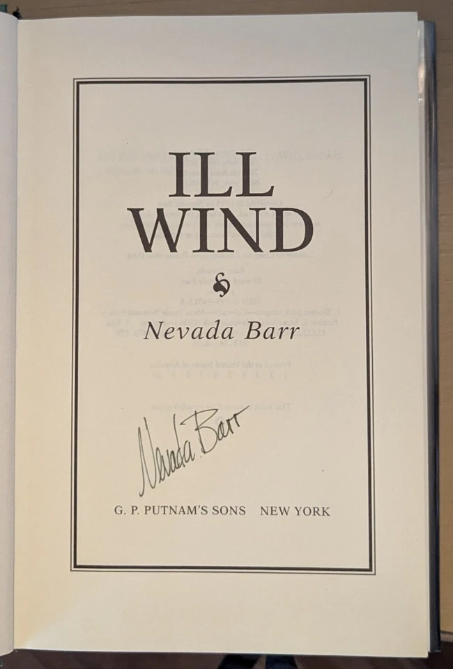 Nevada Barr - Ill Wind - Signed 1st Edition Hardcover/Dustjacket Foto 2 de 4
