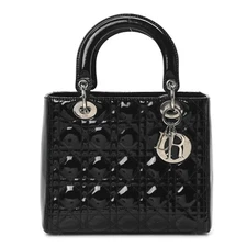 Pre-Owned Dior CD Patent Cannage Medium Lady Dior SHW Shoulder Bag