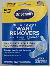Dr Scholl's Maximum Strength Clear Away Wart Remover 12 Medicated Disc 9 Cushion