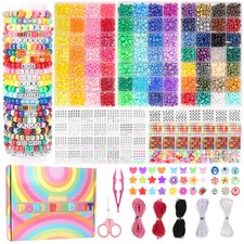5 Boxes Pony Beads Bracelet Making Kit, 3700 Pcs Kandi Beads for Friendship B...
