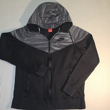 Nike Air Jacket Mens Full Zip Windrunner Black/White Hooded Size L 805138