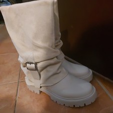 Damen Bikerstiefel Stiefel Plateau Vorne Profil-Sohle 841810 Schuhe 