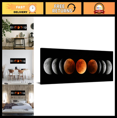 Large Eclipse of the Moon Canvas Wall Art - Black & White Abstract Print for Hom