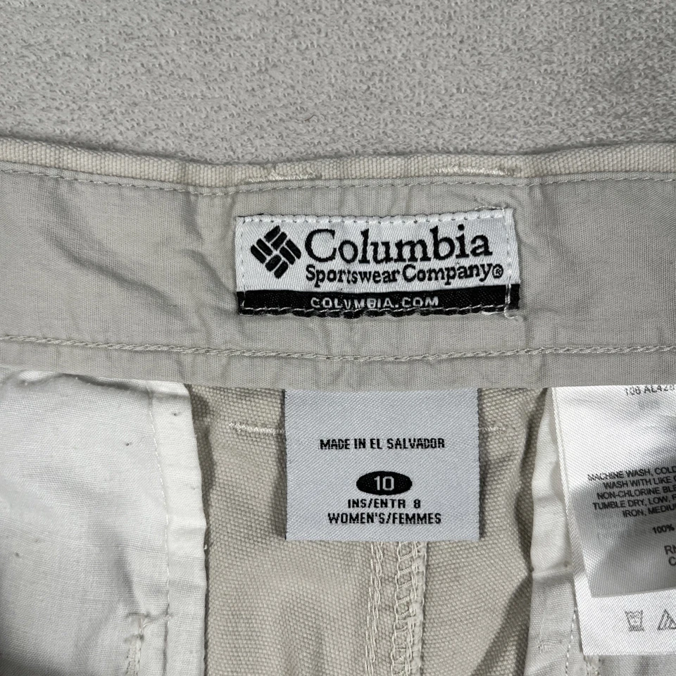 Pantalones Cortos De Colección Columbia Cargo Para Mujer 10 Marfil 100% Algodón Cremallera Botón a Presión Foto 4 de 4