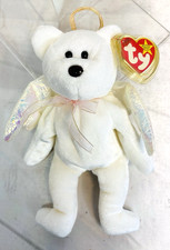 Ty Beanie Babies  Halo  the Angel Teddy Bear Holiday Plush In Plastic Case 1492C