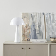 Modern 16" White Metal Mushroom Table Lamp for Home, Office, and Bedroom